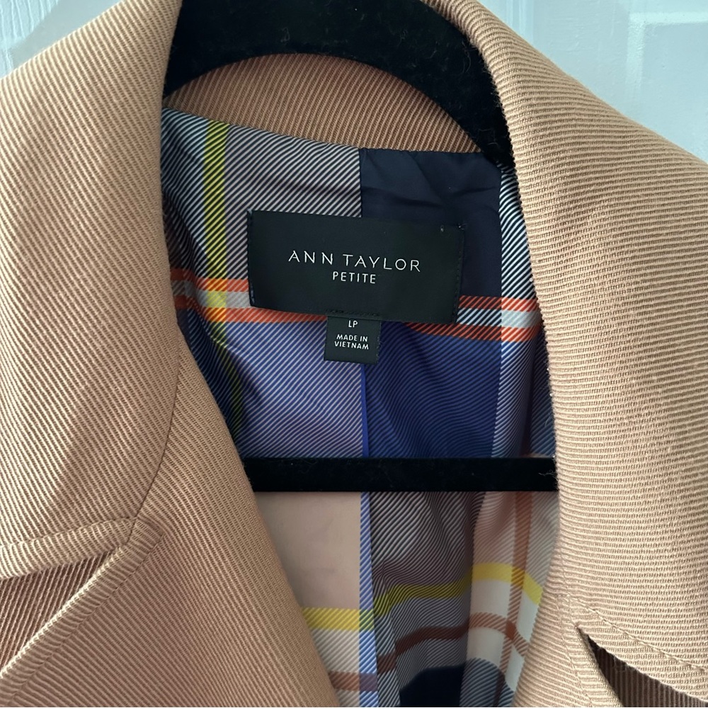 Ann Taylor Plaid Lined Trench Coat Jacket